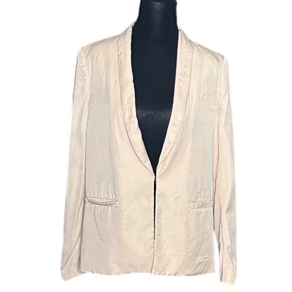 Alice + Olivia Champagne Beige Front Shawl Collar Blazer Jacket Small Office